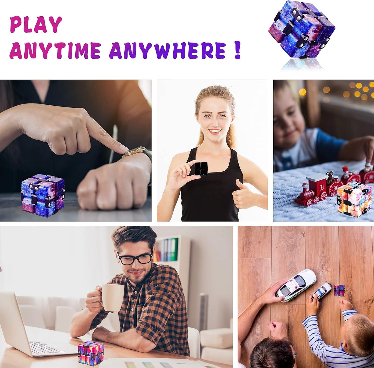 1 Packs Infinity Cube Toy Stress Relieving Fidgeting Game for Kids and Adults,Cute Mini Unique Gadget Anxiety Relief Kill Time Magic Puzzle Flip ADD, ADHD, Killing