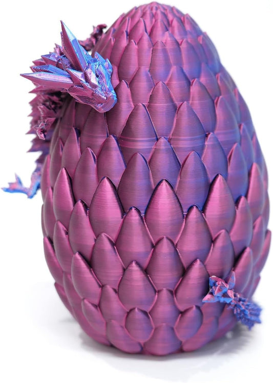 Easter Dragon Eggs 3D Printed Dragon Egg with Dragon Inside Articulated Crystal Dragon Fidget Toy Mystery Easter Suprise Home Office Decor Executive Desk Toys