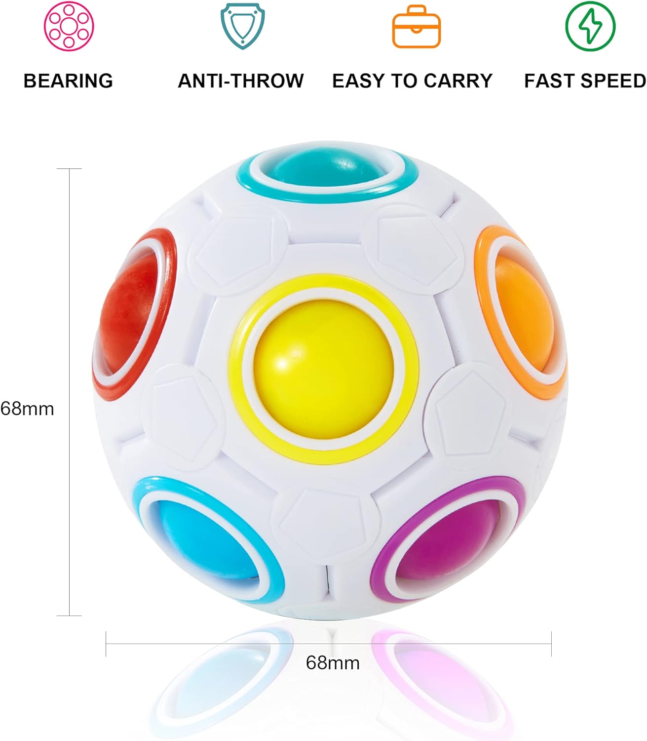 Vdealen Magic Rainbow Puzzle Ball, Fidget Ball Puzzle Brain Teaser Fidget Toy for Boys & Girls- Birthday Party Easter Valentines Day Christmas Stocking Stuffers for Kids Teen & Adults-2 Pack