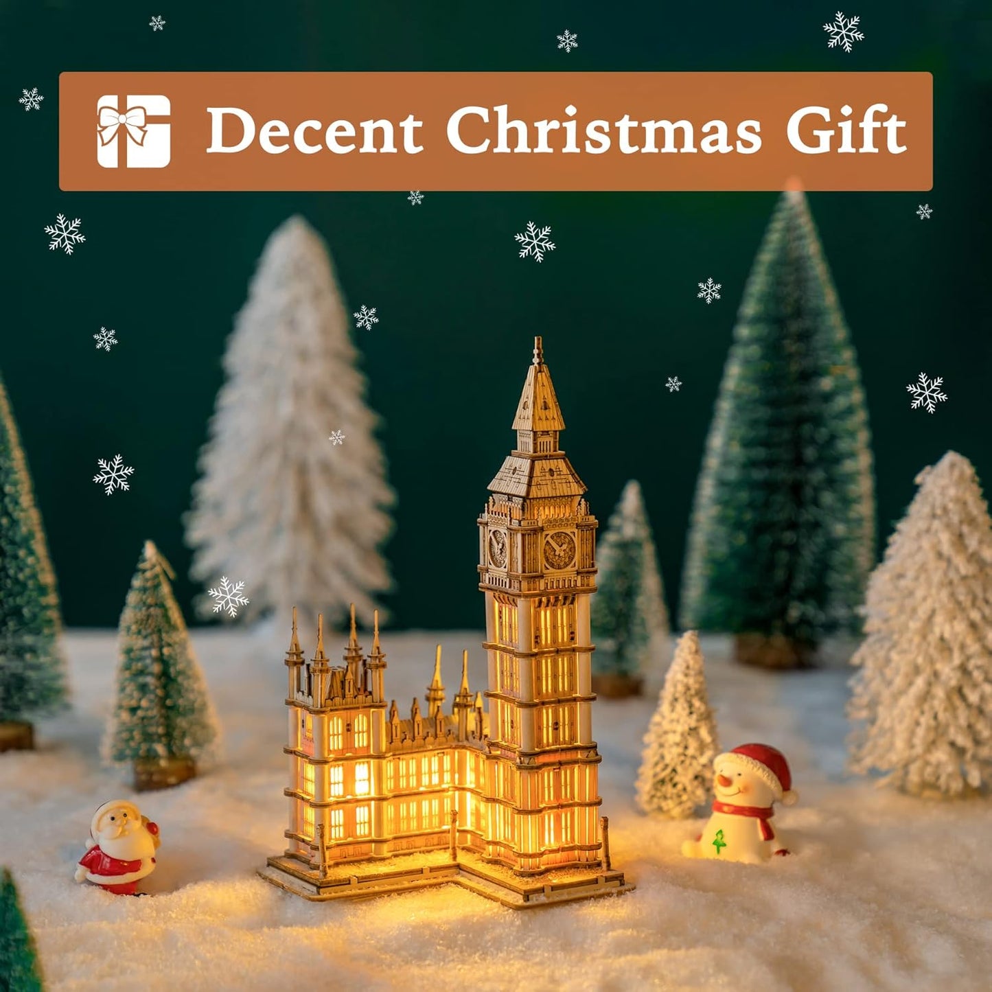 ROBOTIME 3D Puzzle for Adults Wooden Craft Kits for Teens DIY Construction Model Kit with LED Light to Build Educational Big Ben Set Toys Birthday Gifts