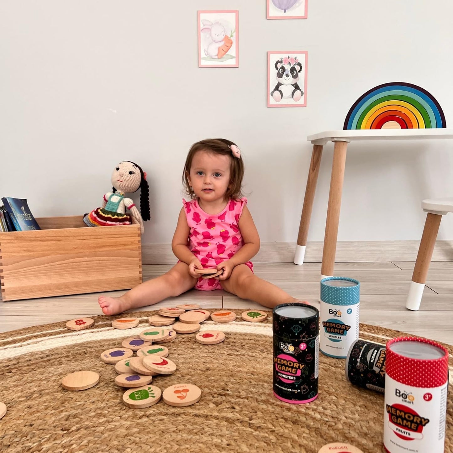 bee smart Wooden Memory Game - Matching Memory Game for Kids 3 and Up, 16Pcs | Educational Toy for Preschool Toddlers Board Games (Robots)