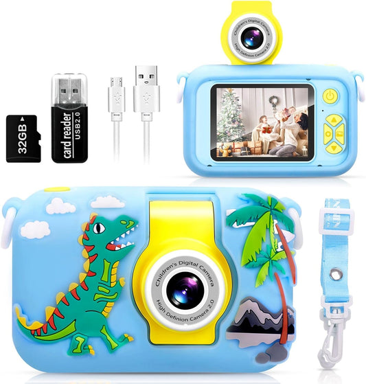 Kids Camera, Toddler Kid Digital Camera with 180°Flip Lens & 2.4in IPS Screen, Birthday Festival Gifts Present Toy for 4 5 6 7 8 9 10 11 Year Old Girls/Boys, 32 GB Card Included, X101